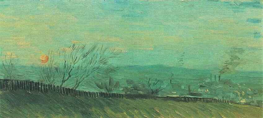 Factories Seen from a Hillside in Moonlight by Vincent van Gogh