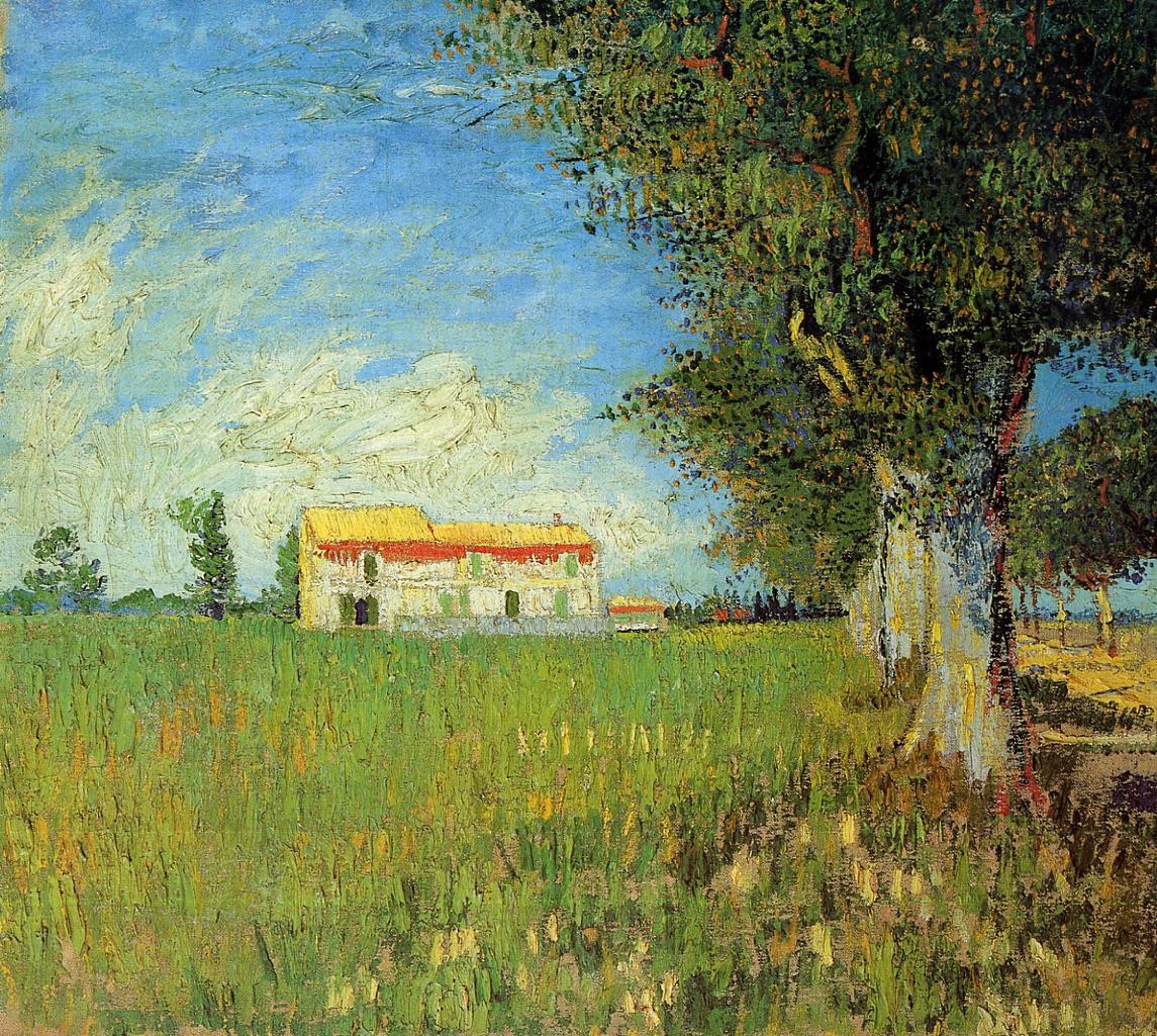 Farmhouse in a Wheat Field by Vincent van Gogh