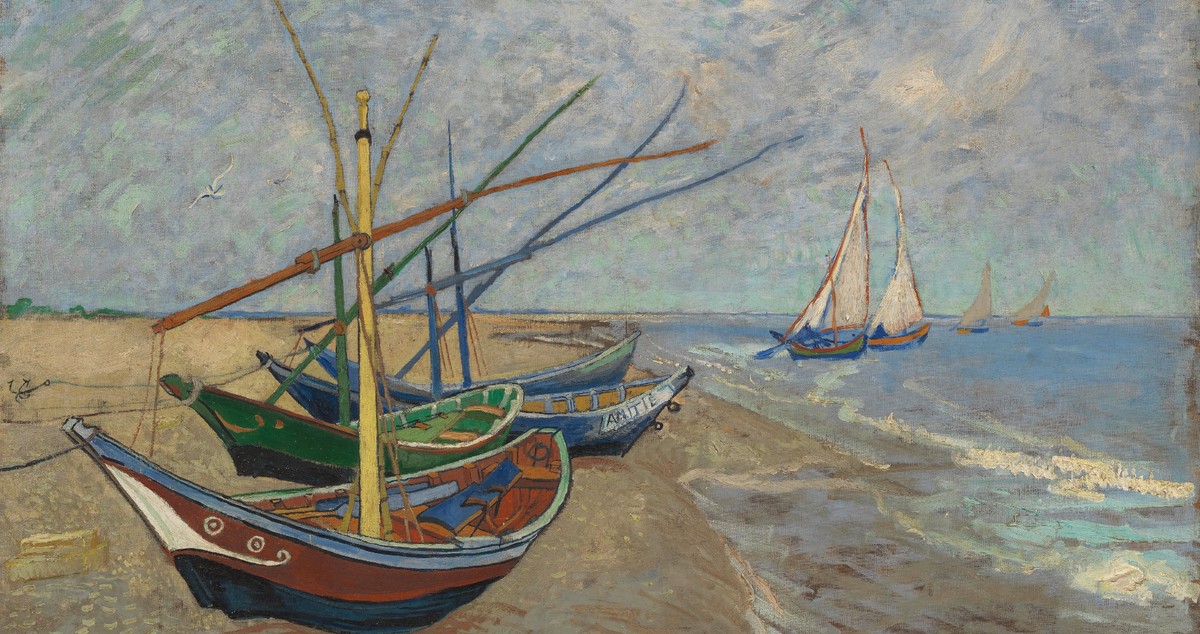 Fishing boats on the Beach at Les Saintes-Maries-de-la-Mer by Vincent van Gogh