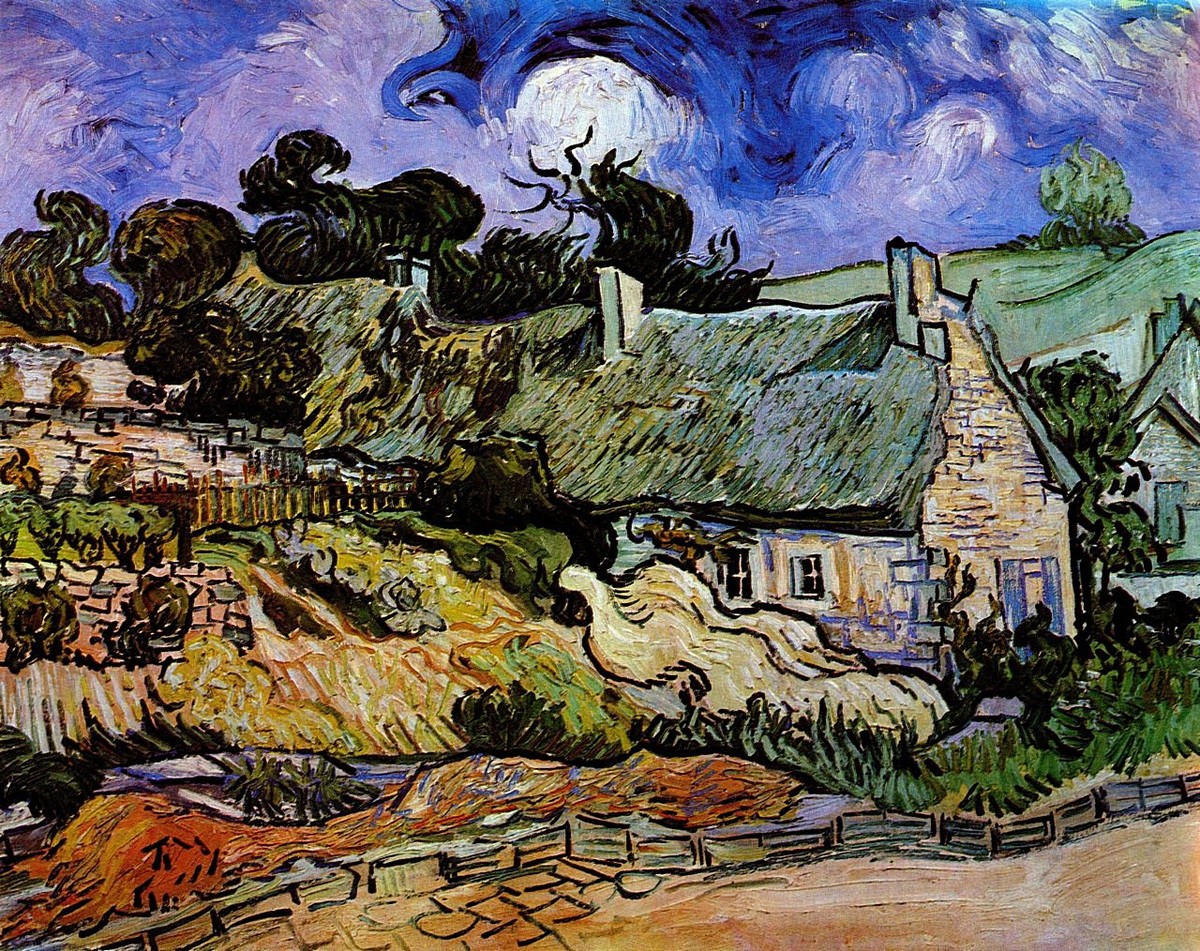 Houses with Thatched Roofs, Cordeville by Vincent van Gogh