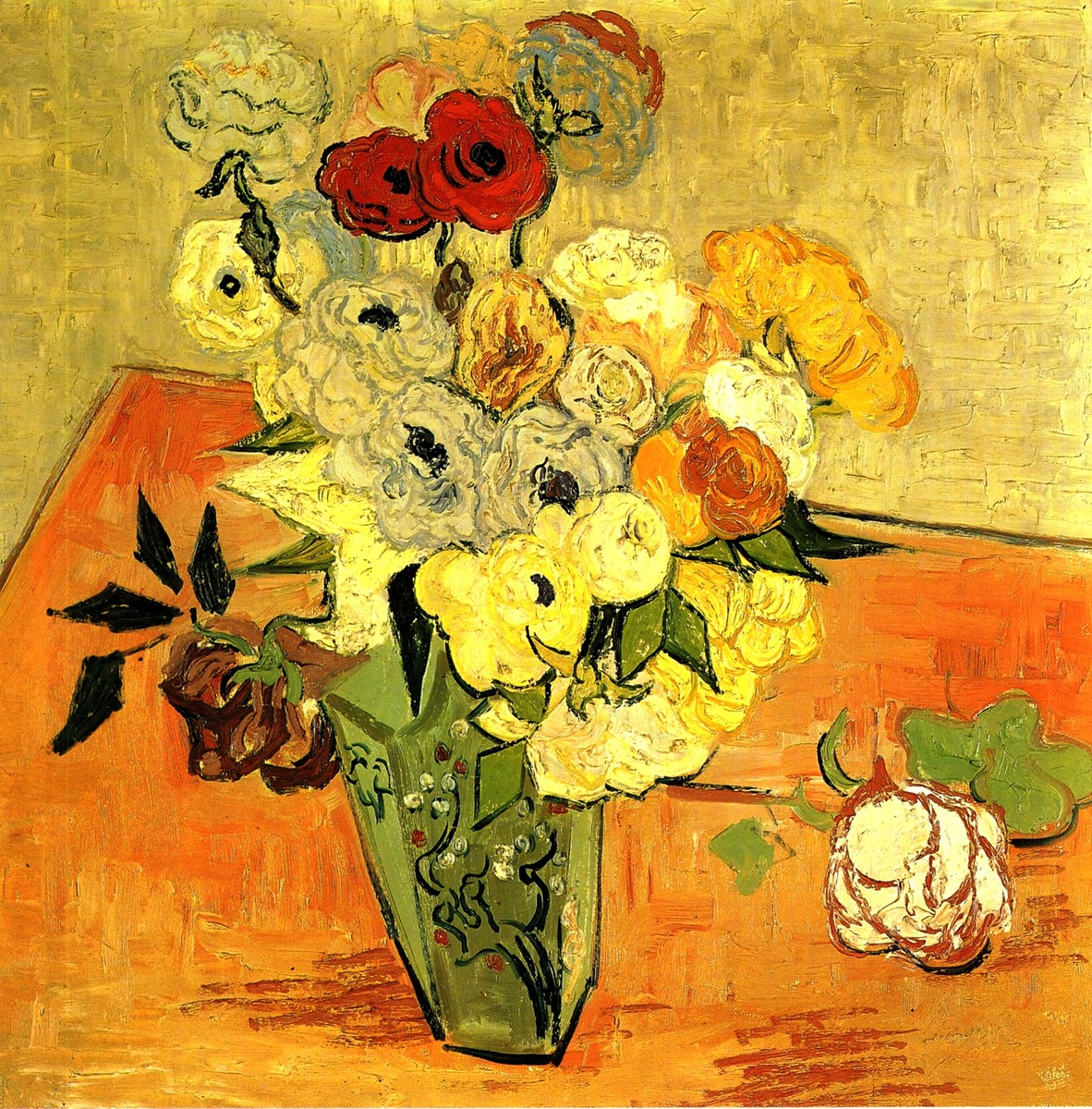 Japanese Vase with Roses and Anemones by Vincent van Gogh