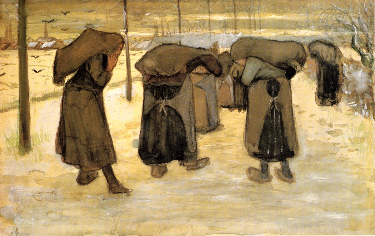 Miners' wives carrying sacks of coal by Vincent van Gogh