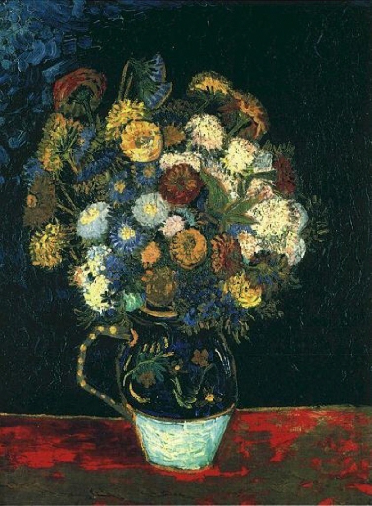 Still Life Vase with Zinnias by Vincent van Gogh