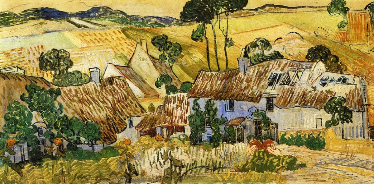 Thatched Houses against a Hill by Vincent van Gogh