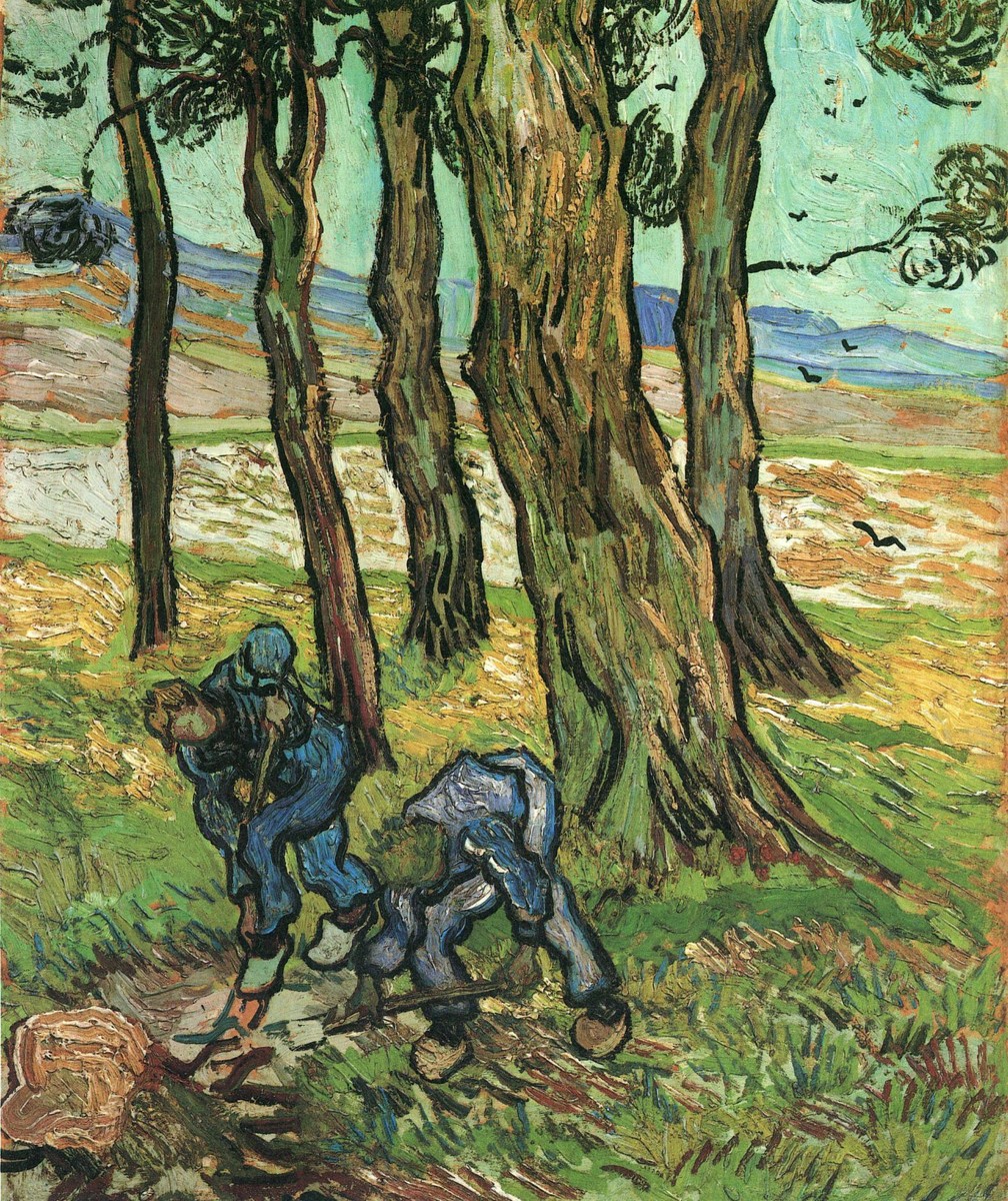 Two Diggers Among Trees by Vincent van Gogh