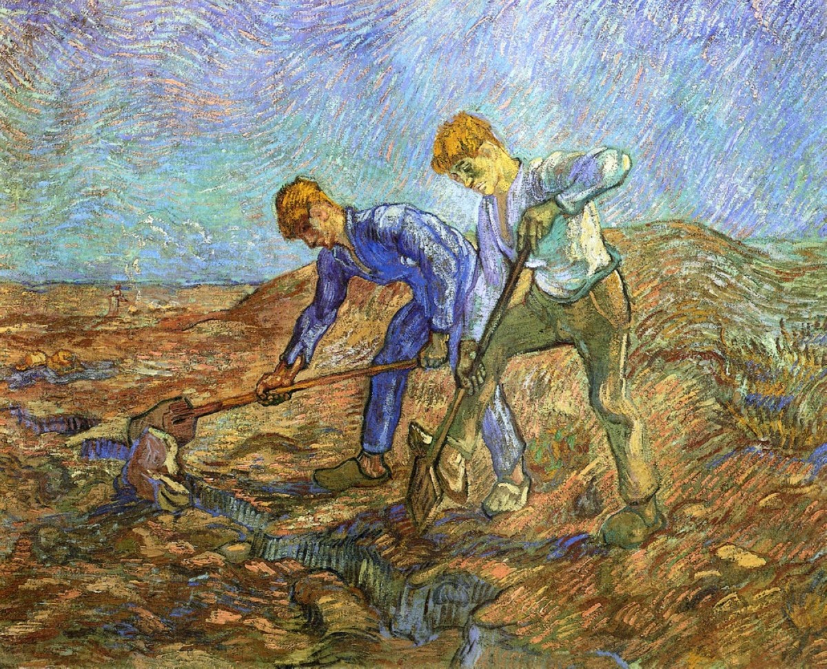 Two Peasants Diging (after Millet) by Vincent van Gogh