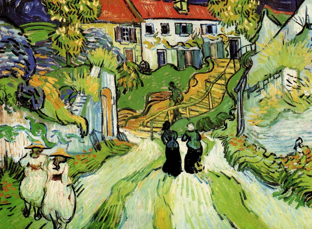 Village Street and Steps in Auvers with Figures by Vincent van Gogh