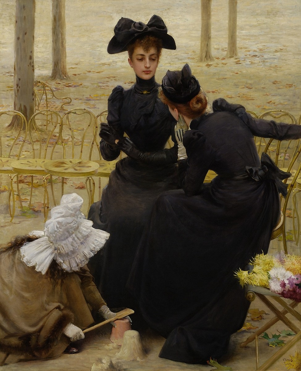 Conversation in the Jardin Du Luxembourg by Vittorio Corcos