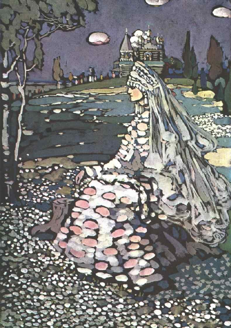 Russian beauty in a landscape by Wassily Kandinsky