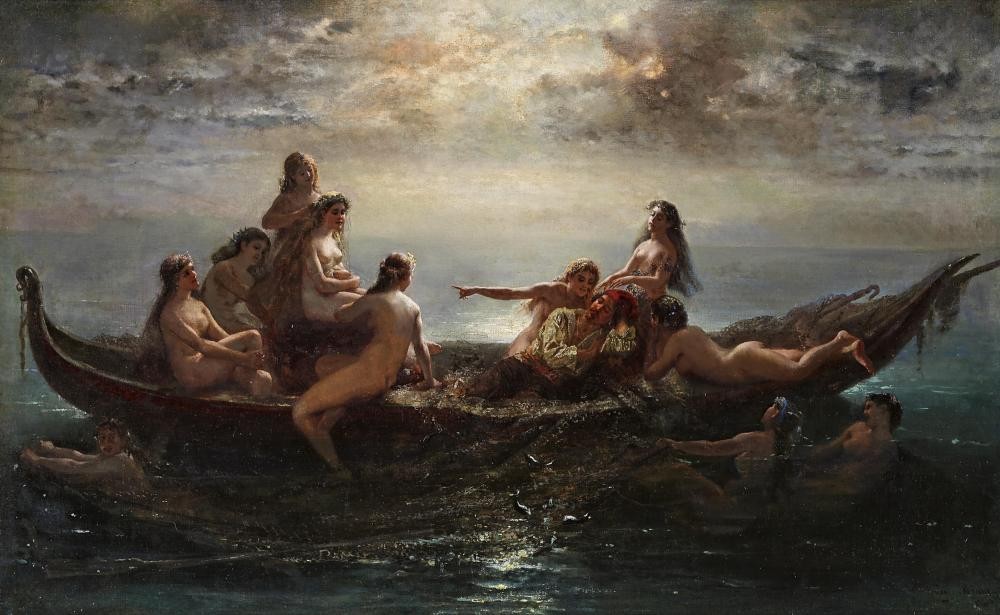 Sleeping Fisherman with Mermaids by Wilhelm Kray