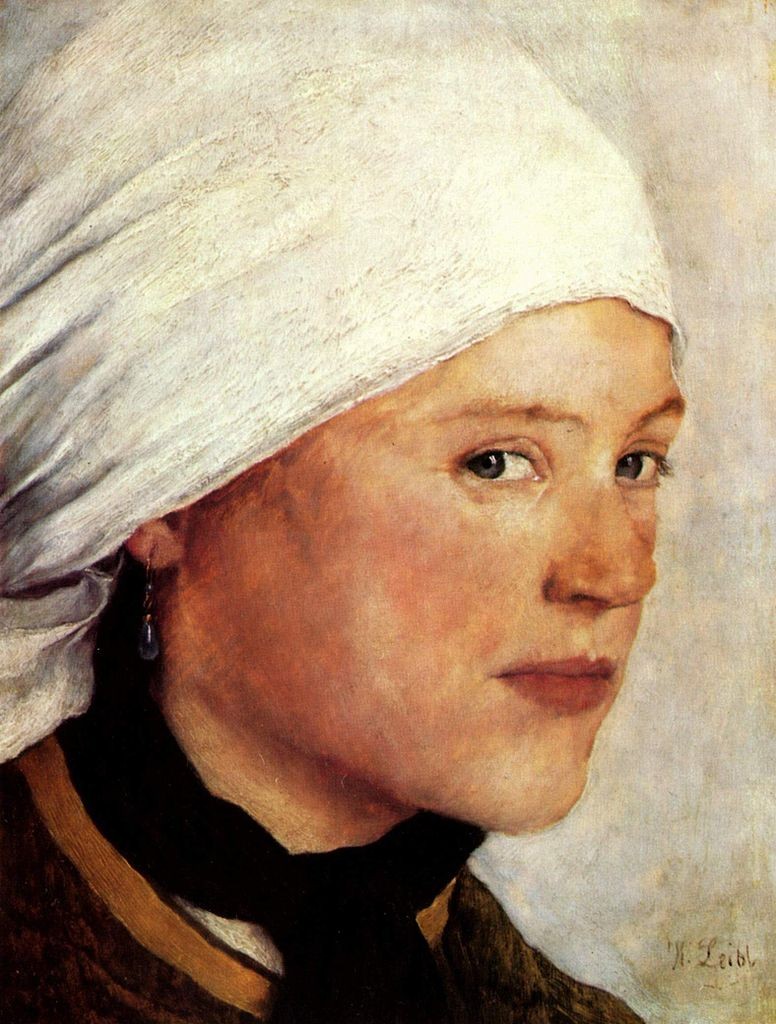 Bauernmädchen mit weißem Kopftuch by Wilhelm Leibl