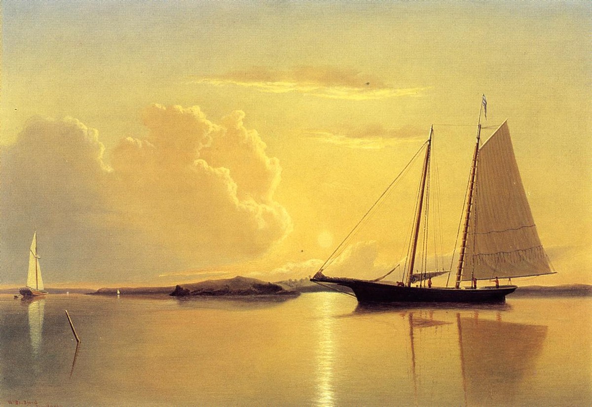 Schooner in Fairhaven Harbor, Sunrise by William Bradford