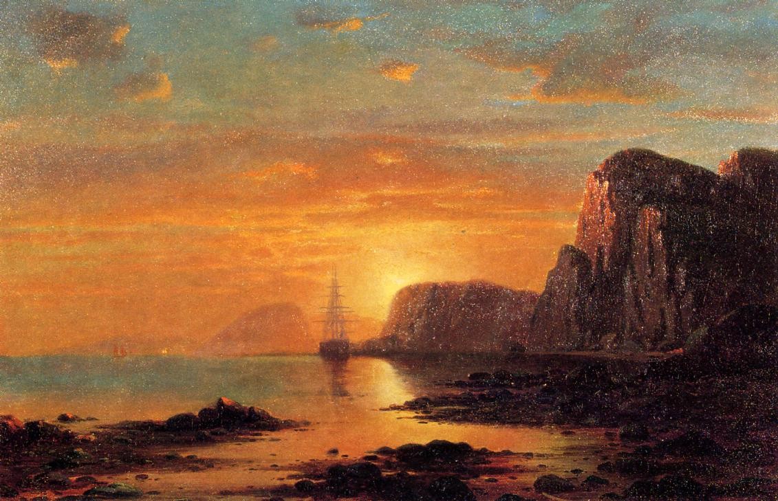 Seascape. Cliffs at Sunset by William Bradford