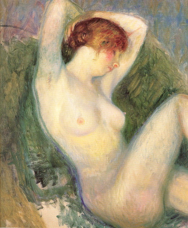Nude in green chair by William James Glackens