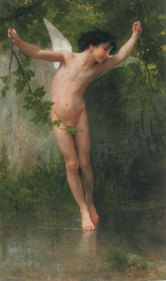 Cupid flying over water by William-Adolphe Bouguereau
