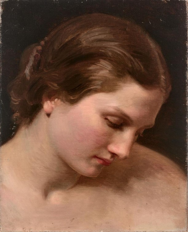 Face of a woman in profile, presumed study for 'The First Discord by William-Adolphe Bouguereau
