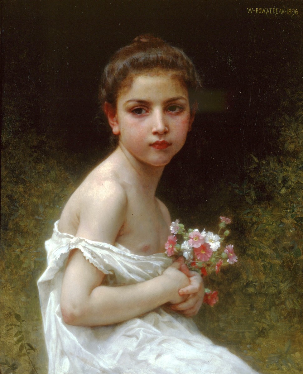 Girl bouquet by William-Adolphe Bouguereau