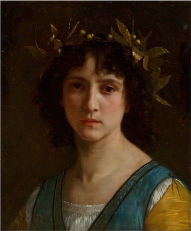 Head of an Italian girl with a laurel wreath by William-Adolphe Bouguereau