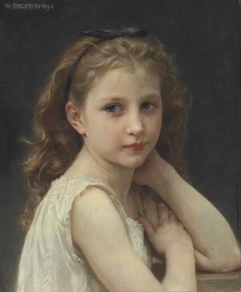 Little Girl's Head (head with Hands) by William-Adolphe Bouguereau