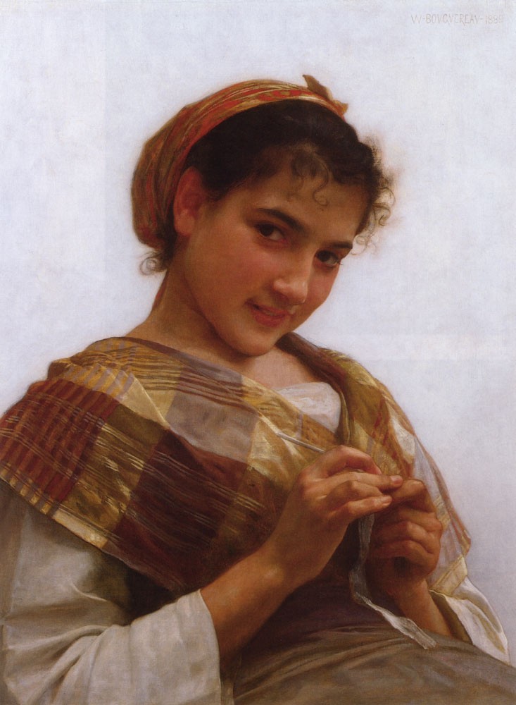 Portrait of a Young Girl Crocheting by William-Adolphe Bouguereau
