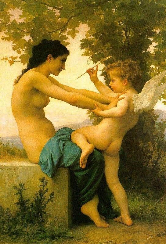 Young Girl Defending Herself Against Eros by William-Adolphe Bouguereau