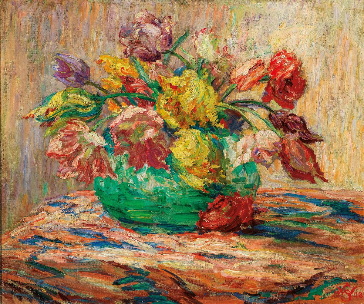 Vase with Tulips by Willy Schlobach