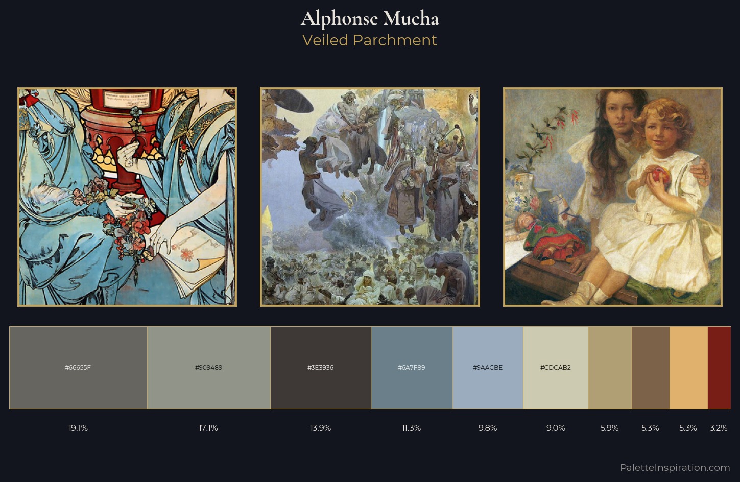 Alphonse Mucha Palette 9 — Veiled Parchment