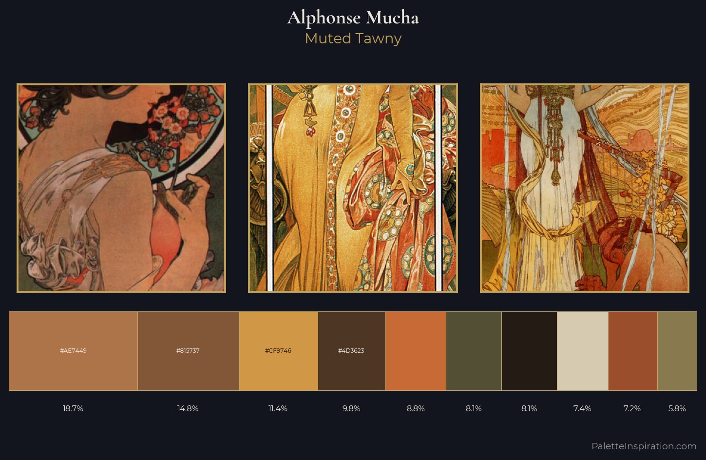 Alphonse Mucha Palette 11 — Muted Tawny