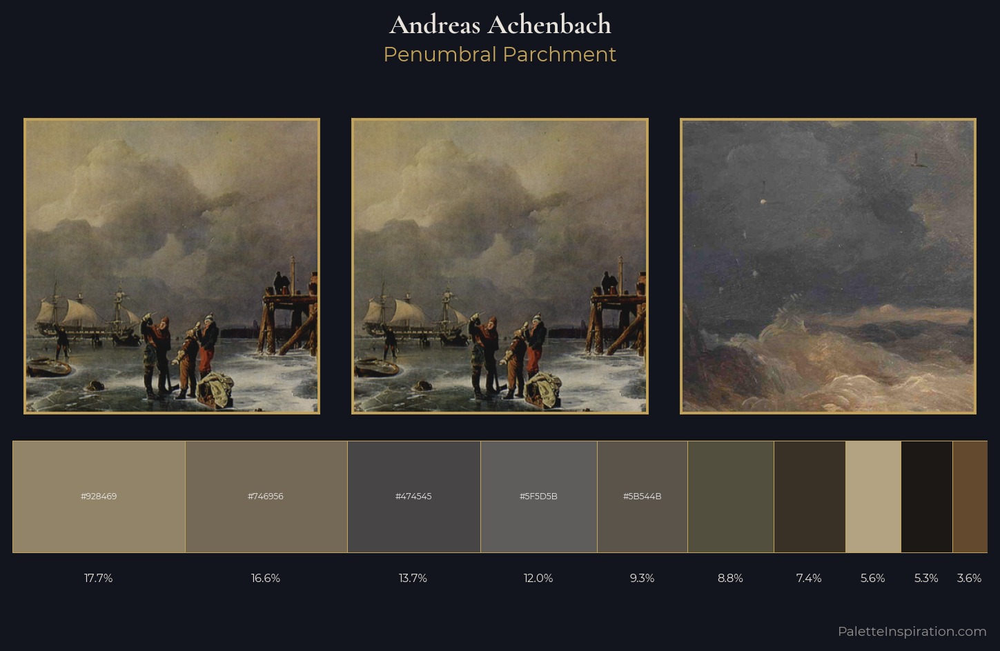 Andreas Achenbach Palette 13 — Penumbral Parchment