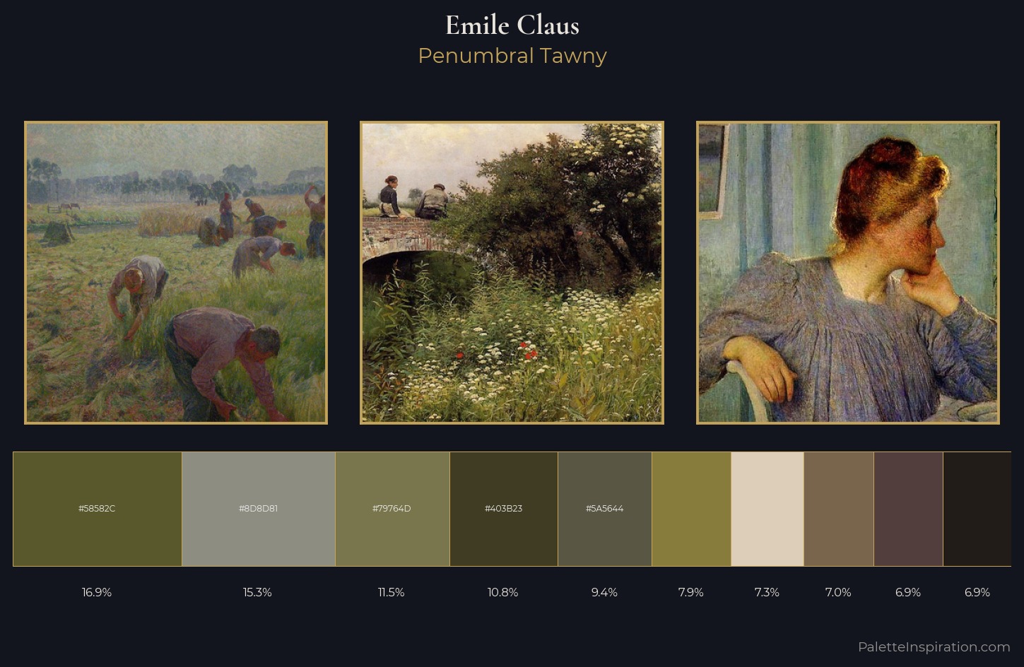 Emile Claus Palette 5 — Penumbral Tawny
