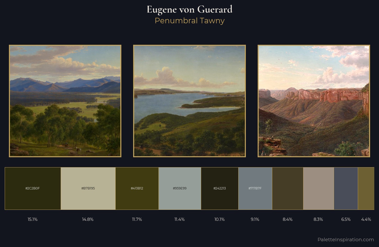 Eugene von Guerard Palette 6 — Penumbral Tawny