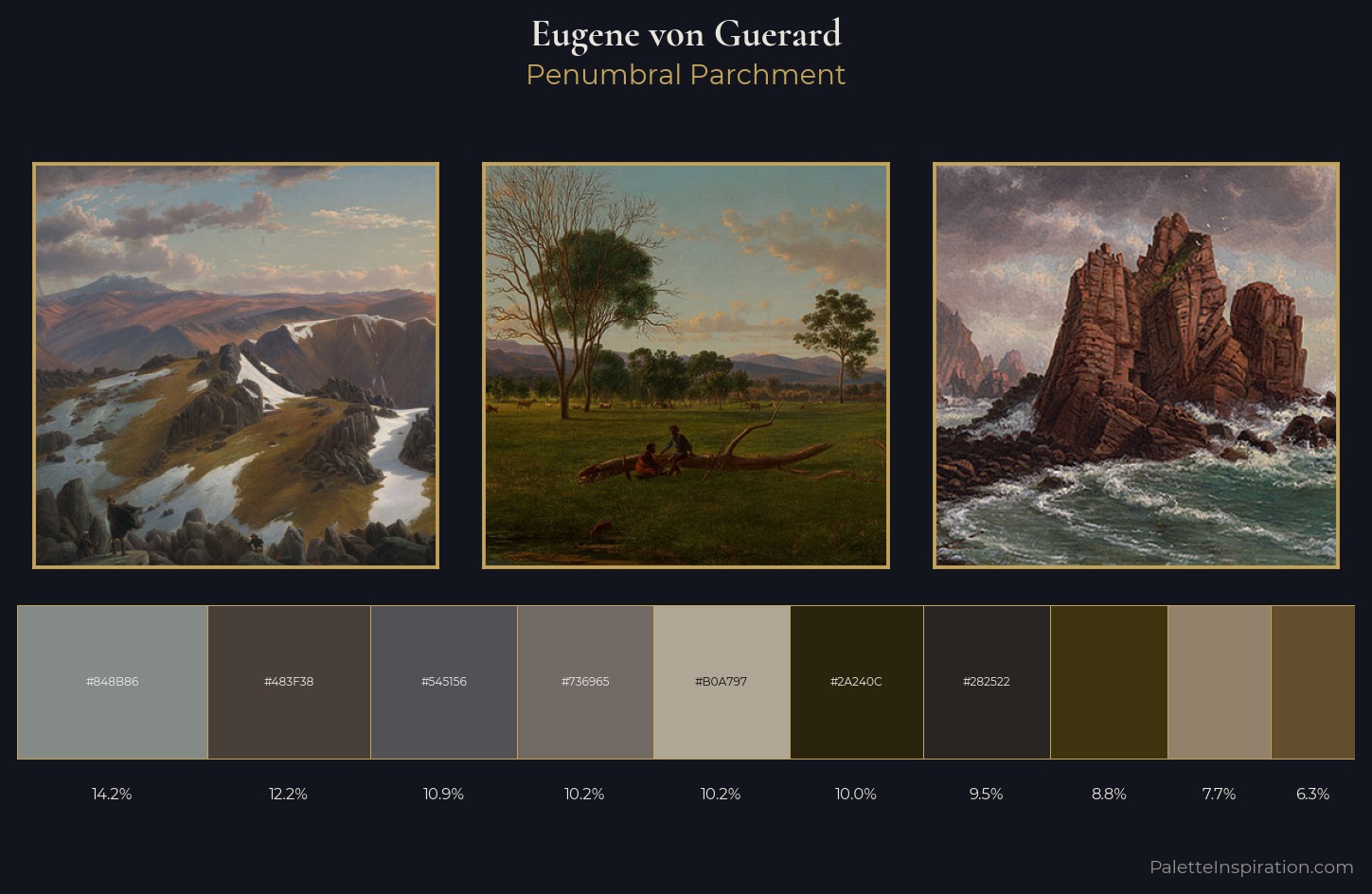 Eugene von Guerard Palette 7 — Penumbral Parchment