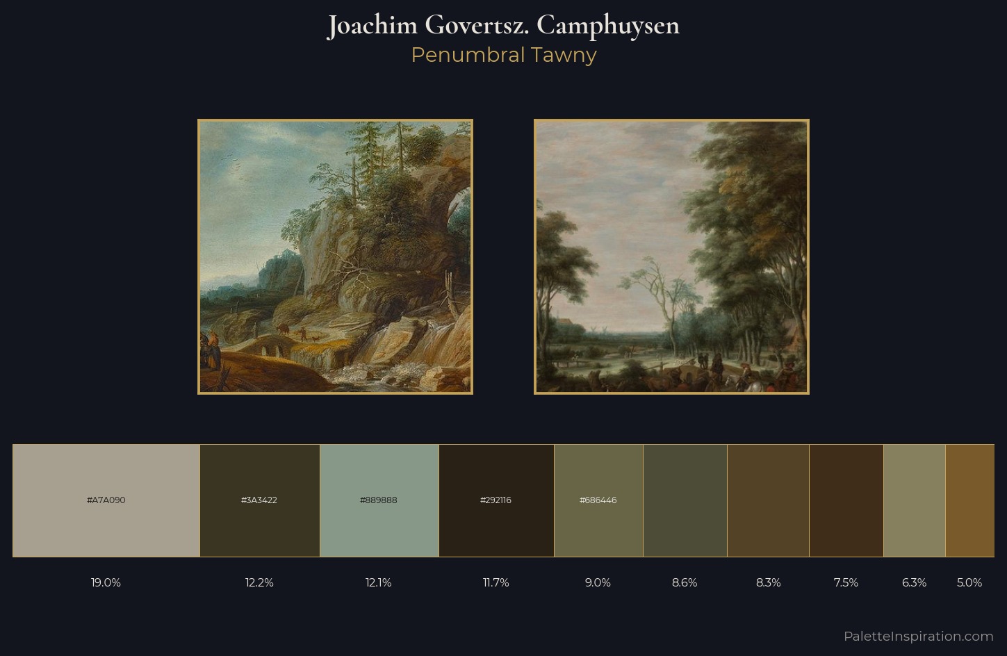 Joachim Govertsz. Camphuysen Palette 5 — Penumbral Tawny