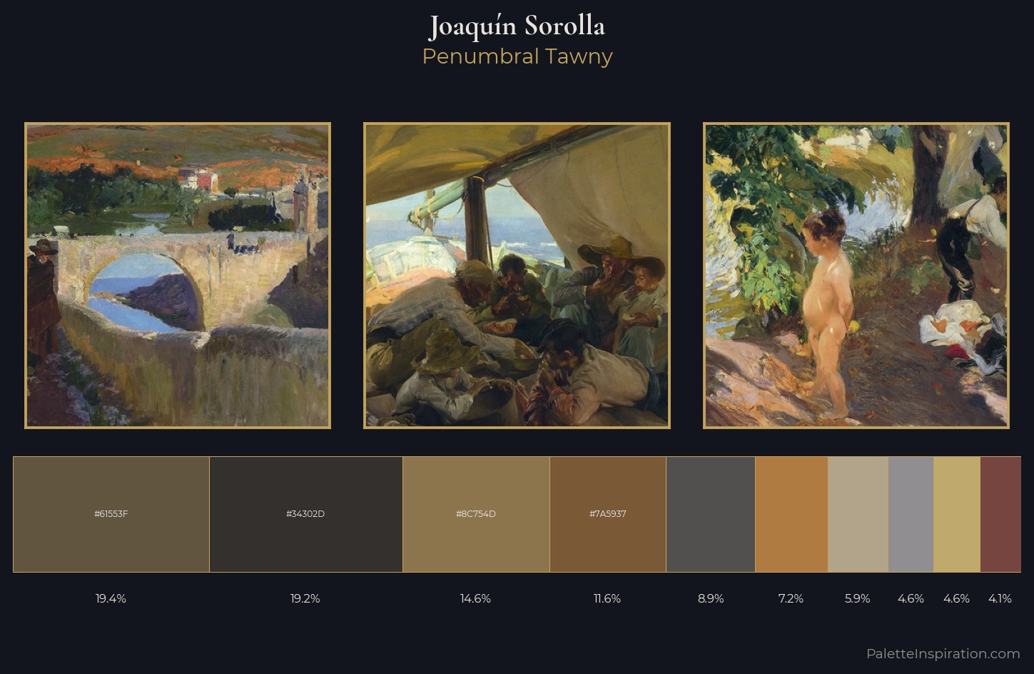 Joaquín Sorolla Palette 16 — Penumbral Tawny