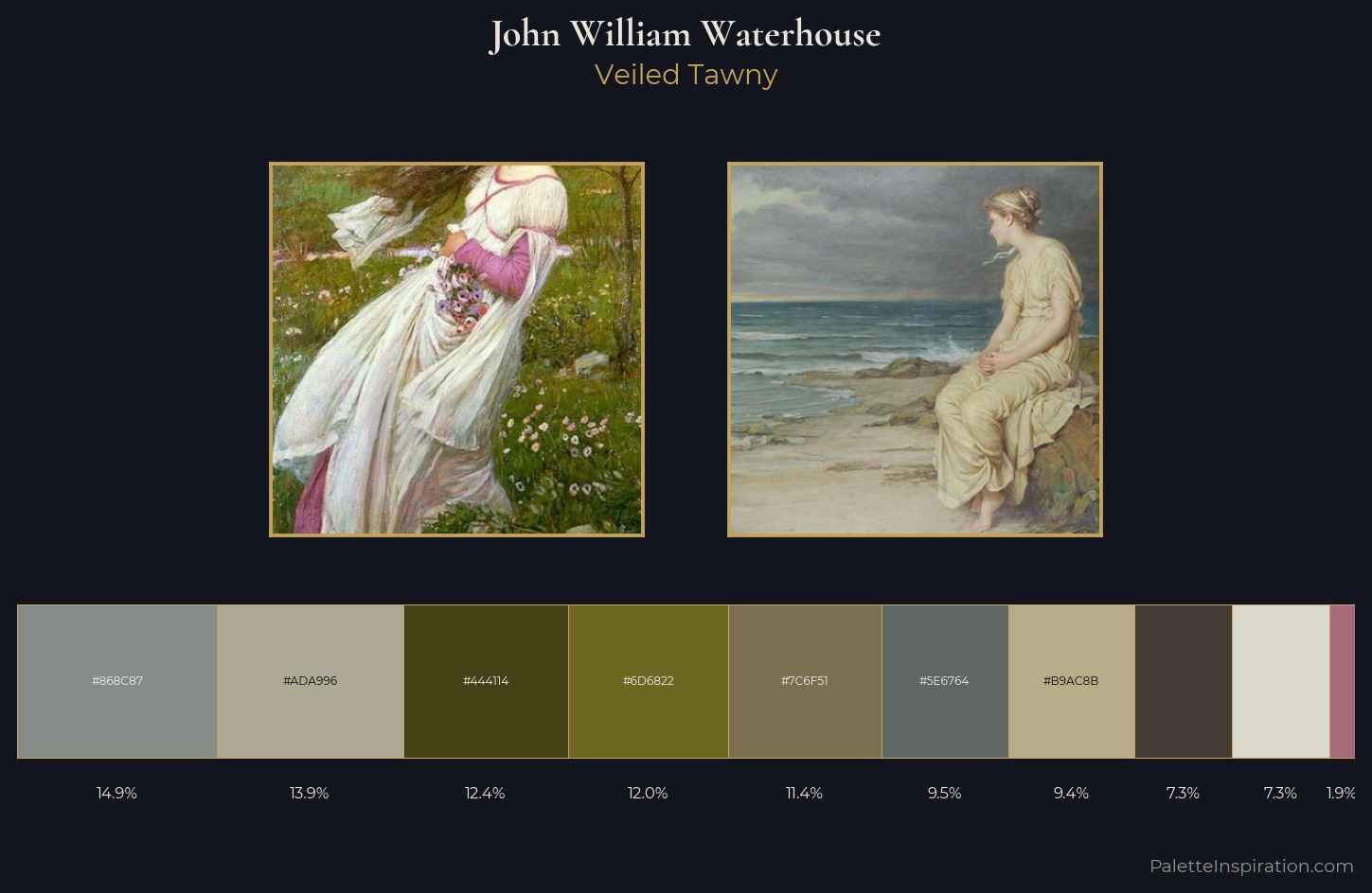 John William Waterhouse Palette 3 — Veiled Tawny