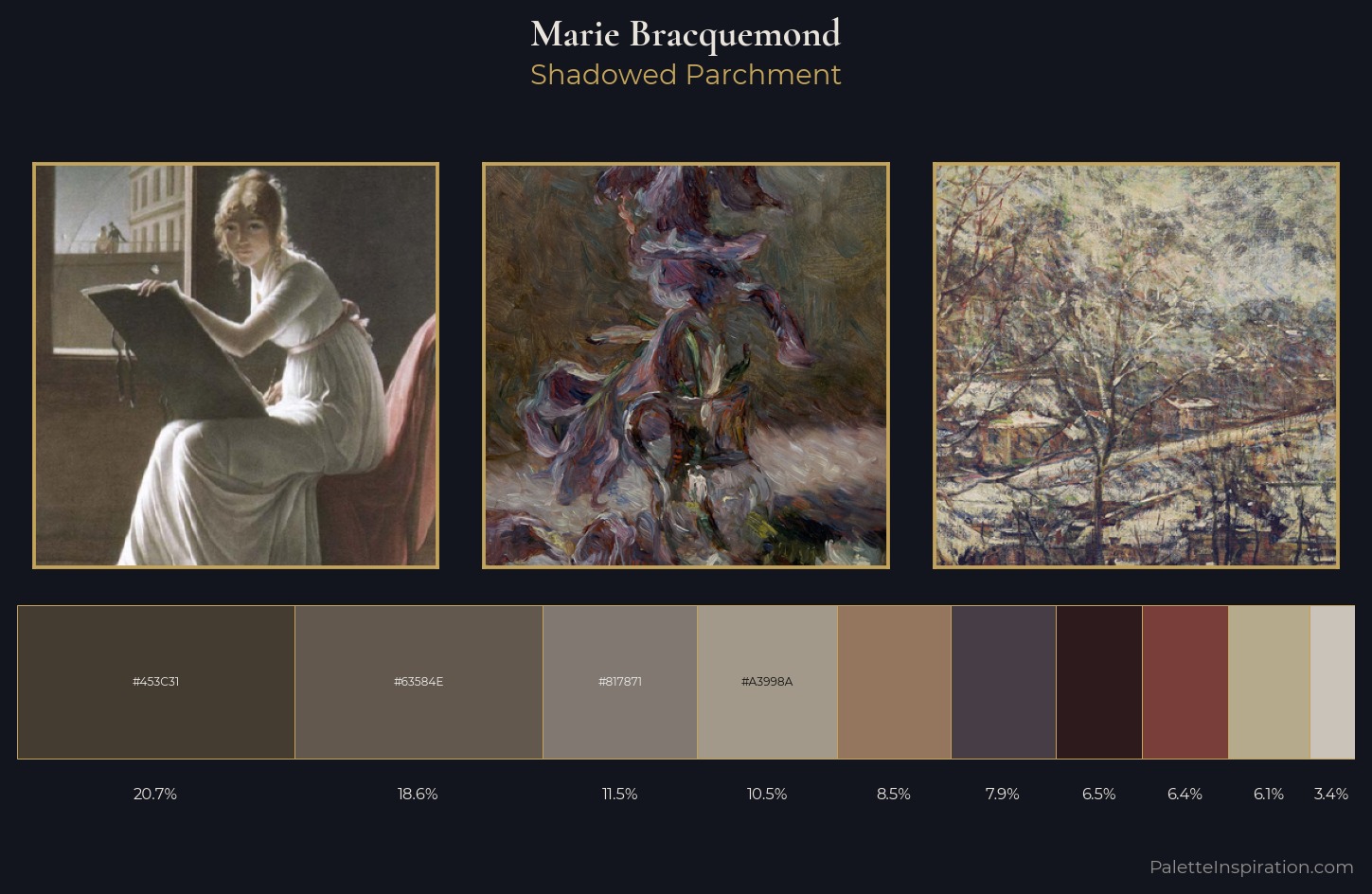 Marie Bracquemond Palette 3 — Shadowed Parchment