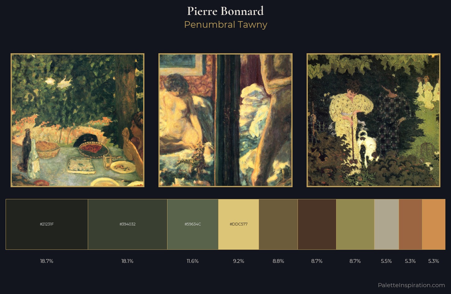 Pierre Bonnard Palette 13 — Penumbral Tawny