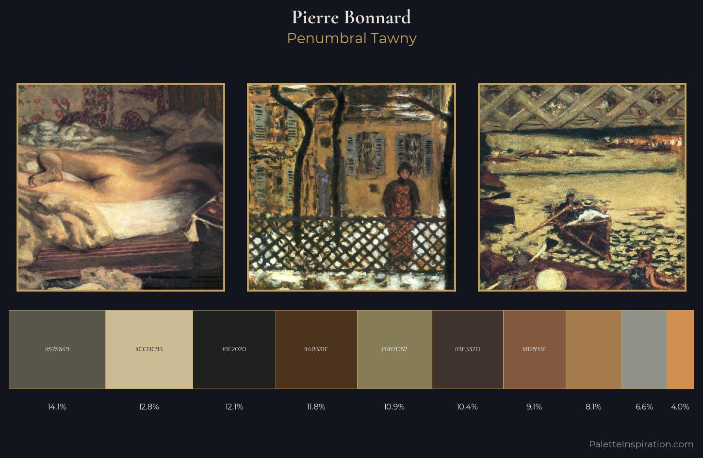 Pierre Bonnard Palette 14 — Penumbral Tawny