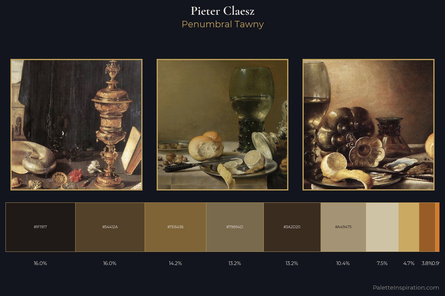 Pieter Claesz Master Palette — Penumbral Tawny