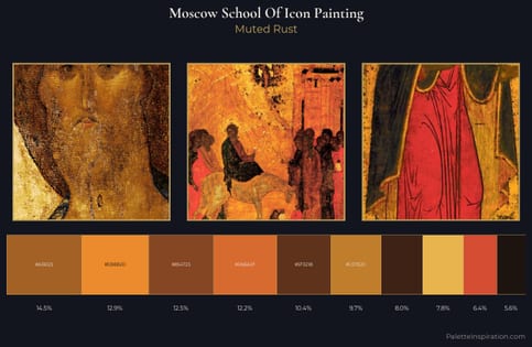 Moscow school of icon painting Palette 6 - Muted Rust