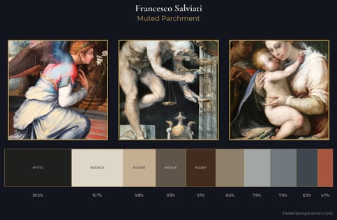 Francesco de' Rossi (Francesco Salviati), "Cecchino" Palette 4 - Muted Parchment