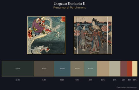 Utagawa Kunisada II Palette 2 - Penumbral Parchment