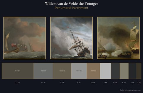 Willem van de Velde the Younger Palette 7 - Penumbral Parchment
