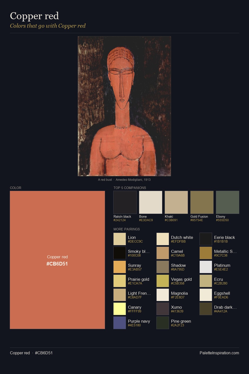 Colors That Go With Copper red (#CB6D51) - Master Painting Pairs
