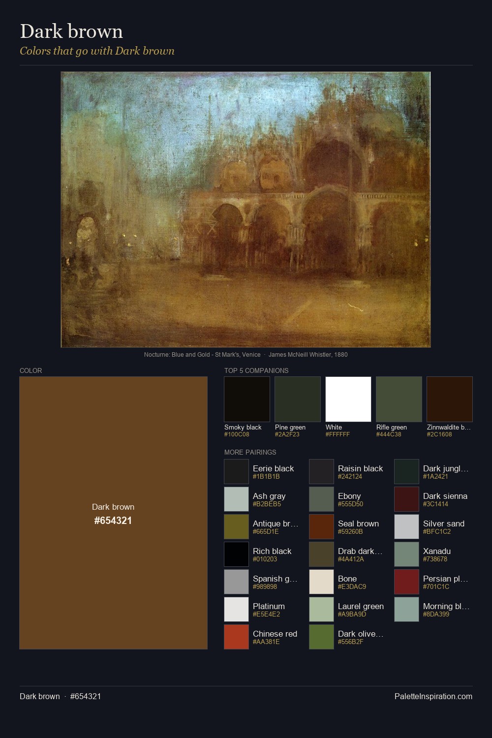 Colors That Go With Dark brown (#654321) - Master Painting Pairs