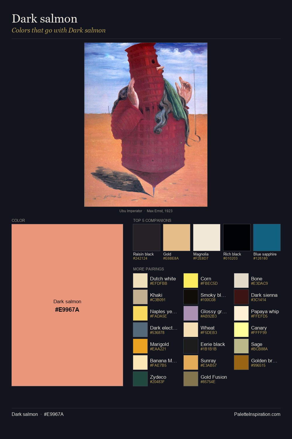 Colors That Go With Dark salmon (#E9967A) - Master Painting Pairs