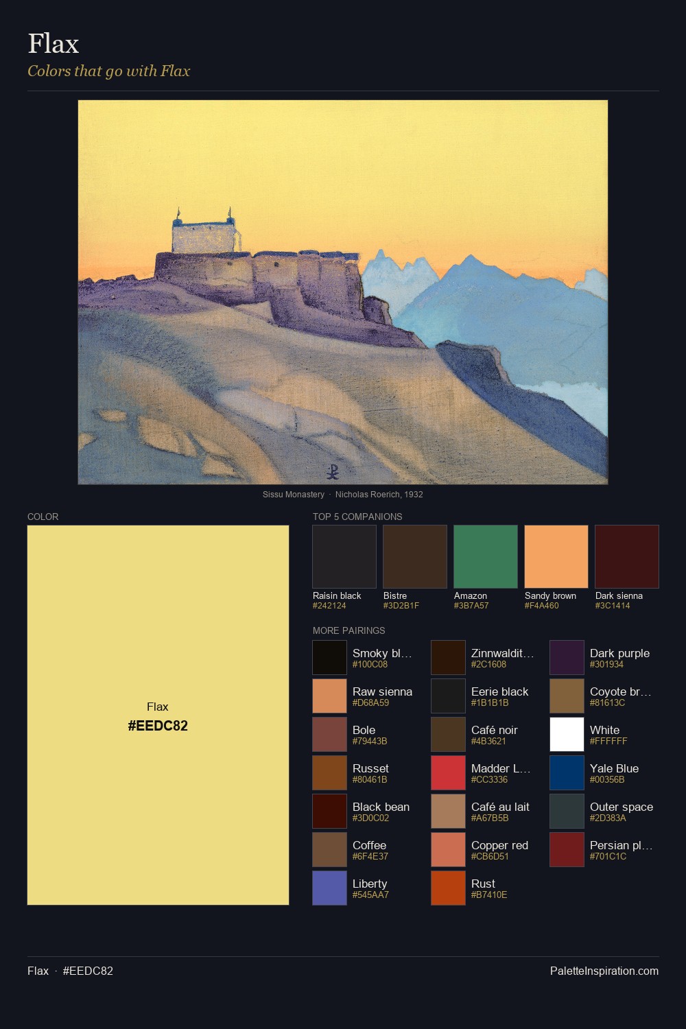 Colors That Go With Flax (#EEDC82) - Master Painting Pairs