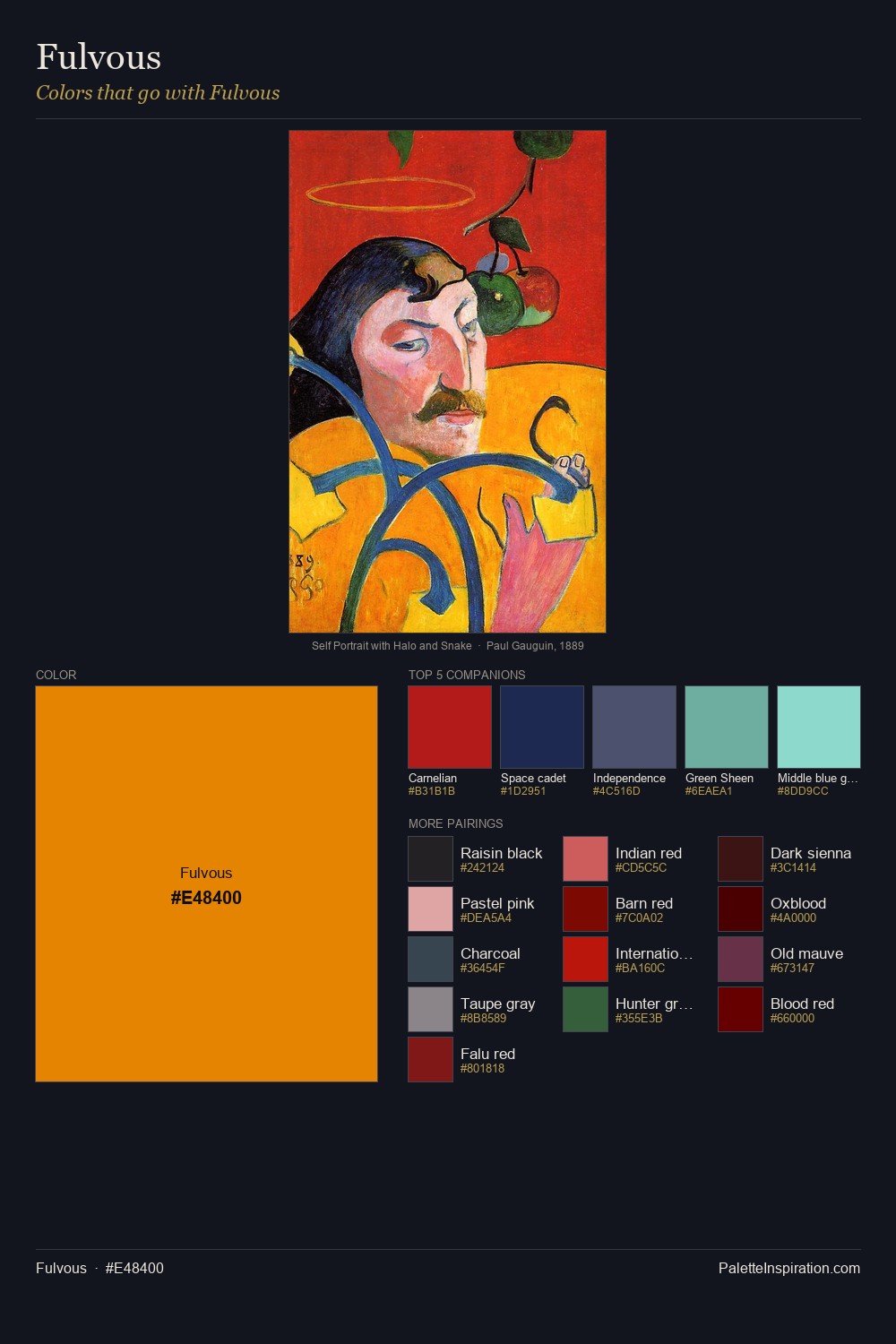Colors That Go With Fulvous (#E48400) - Master Painting Pairs