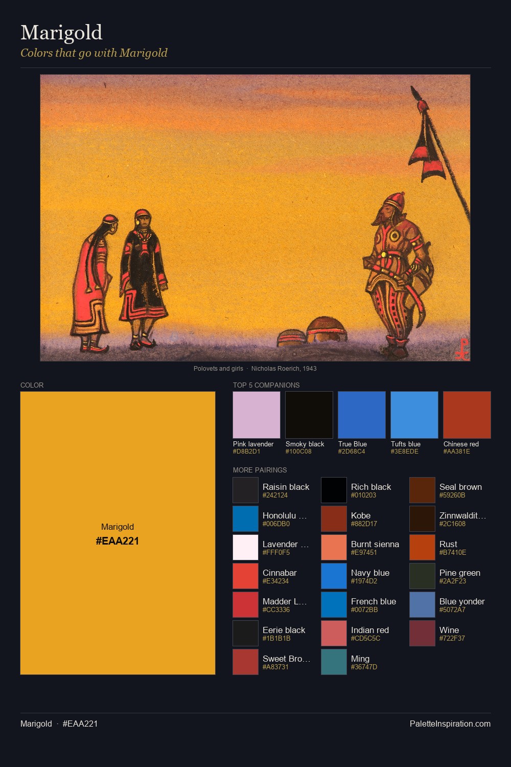 Colors That Go With Marigold (#EAA221) - Master Painting Pairs
