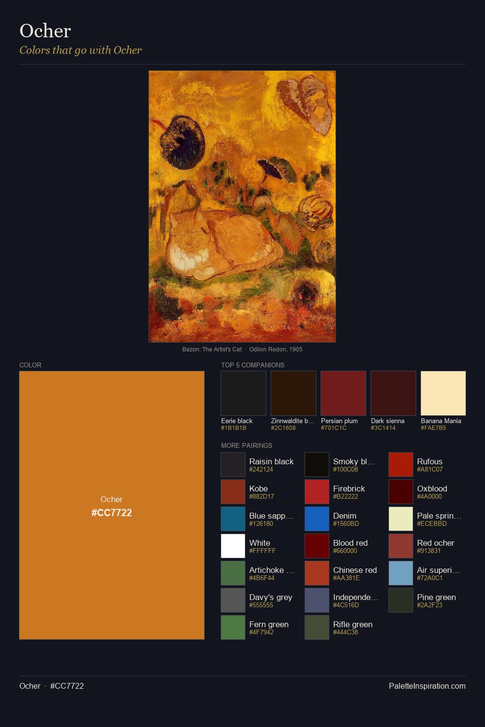 Colors That Go With Ocher (#CC7722) - Master Painting Pairs